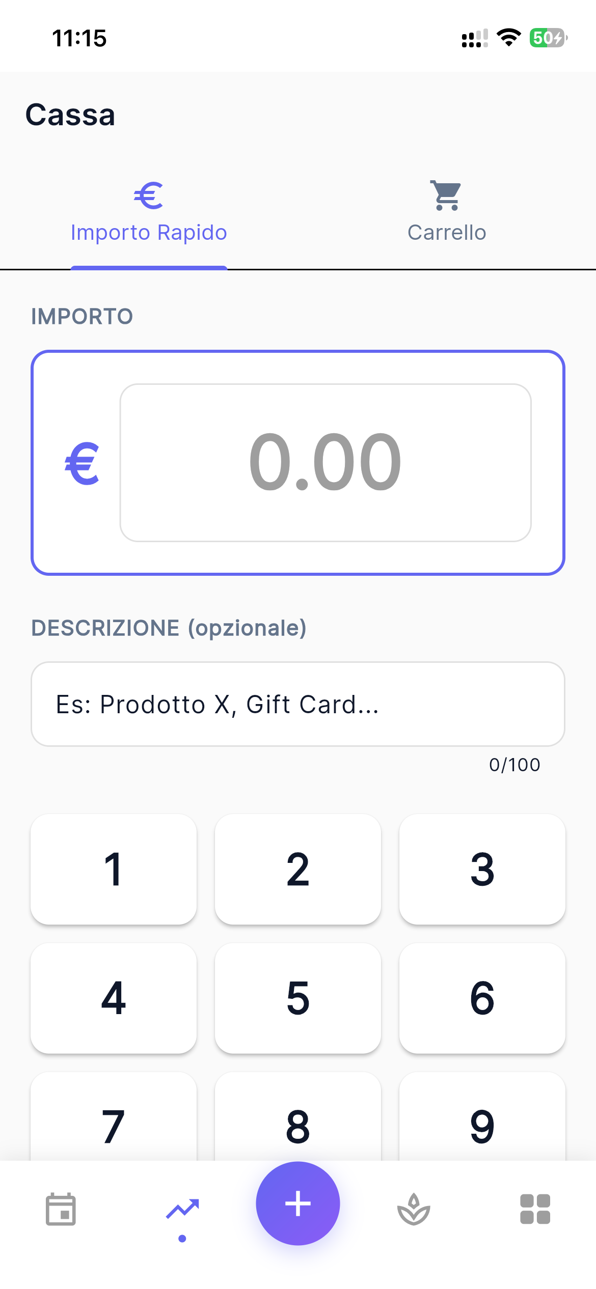Screenshot ZenBookr cassa rapida POS integrato per accettare pagamenti con carta in salone e spa